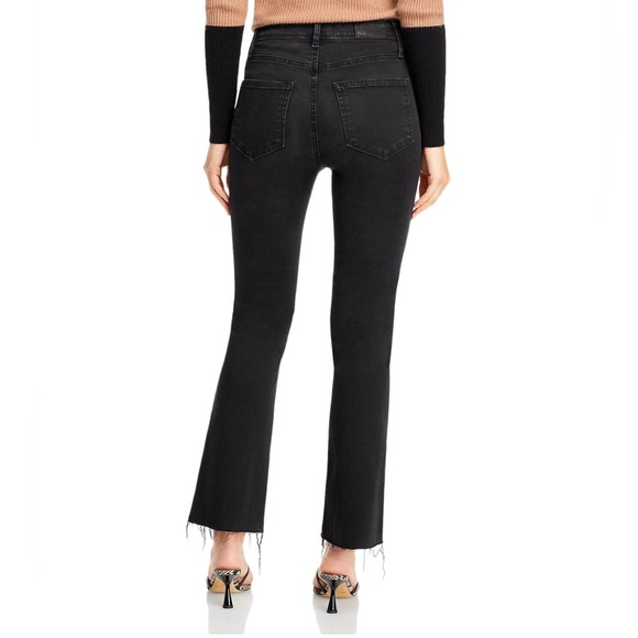 PAIGE Claudine Raw Hem Flare in Slater size 30 Washed Black bootcut/ flare jeans - Picture 2 of 6